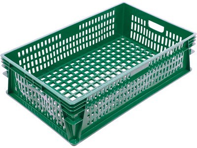 Ящик перфорированный 740×465×200, арт.: 404-200, объём 55, зелёный, код: 26205