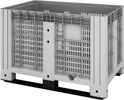 Контейнер 1200х800х800 мм перфорированный на полозьях, арт. SDBOX 1208 PS серый, код: 06748