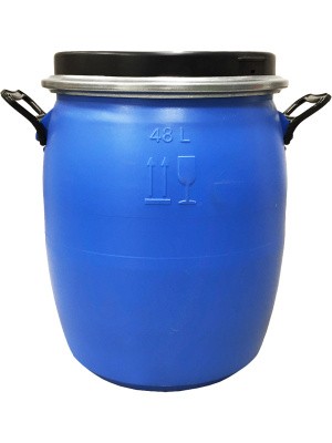 Бочка 48л. круглая, с крышкой и обручем, код: 35695