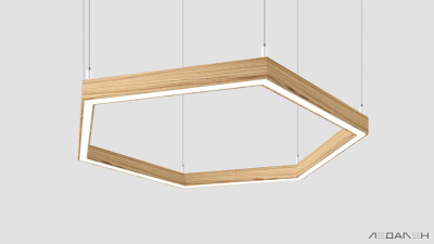 Шестиугольный светильник WOOD HEXAGON 6000K 188W, корпус Ясень оливковый