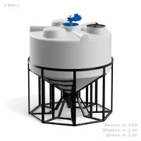 Емкость KV 3000 литров с лопастной мешалкой с обрешеткой
