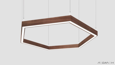 Шестиугольный светильник WOOD HEXAGON 5000K 80W, корпус Американский орех