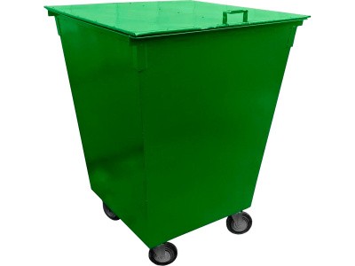 Контейнер металл 750л. для ТБО, с крышкой, на колёсах, арт. КМ 0.75-3 зелёный, код: 28319