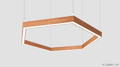 Шестиугольный светильник WOOD HEXAGON 4000K 80W, корпус Груша