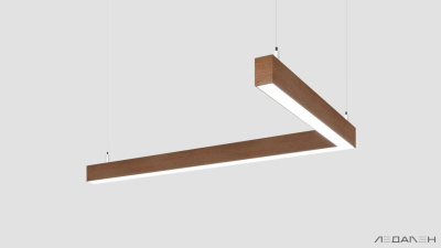 L-образный светильник WOOD ANGLE L 4000K 32W, корпус Орех грецкий