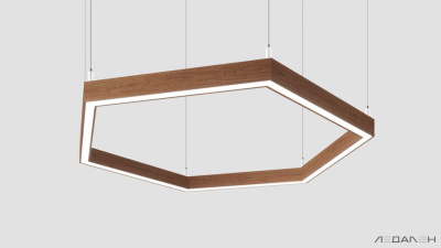 Шестиугольный светильник WOOD HEXAGON 3000K 80W Орех грецкий, корпус 