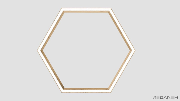 Шестиугольный светильник WOOD HEXAGON 4000K 80W, корпус Ясень оливковый