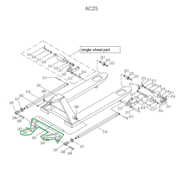 Угловой рычаг для гидравлических тележек JC20
