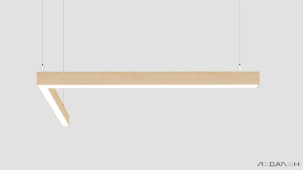 L-образный светильник WOOD ANGLE L 6000K 65W Ясень белый, корпус 