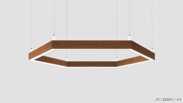 Шестиугольный светильник WOOD HEXAGON 3000K 80W Орех грецкий, корпус 