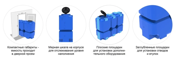 Емкость ST 2000л под плотность до 1.5 г/см³ с откидной крышкой синяя в обрешетке 