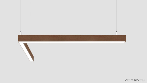 L-образный светильник WOOD ANGLE L 4000K 32W, корпус Орех грецкий