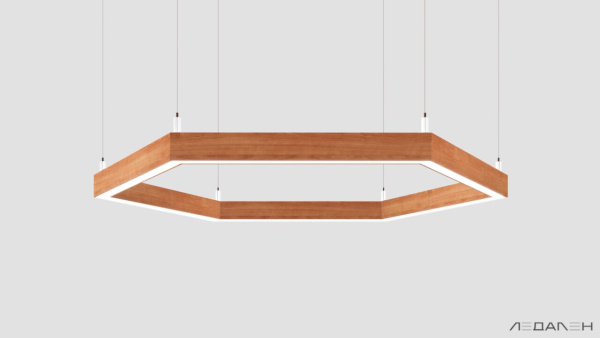 Шестиугольный светильник WOOD HEXAGON 5000K 80W, корпус Груша