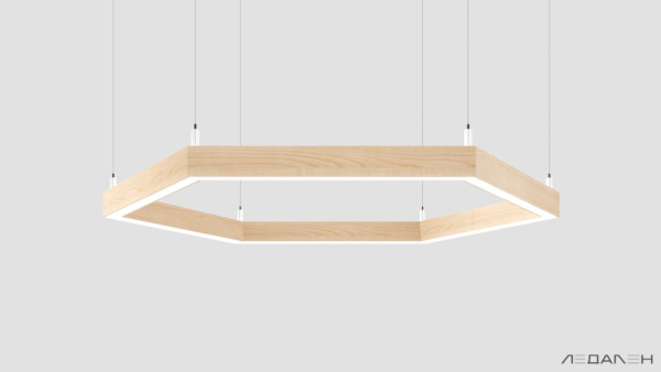 Шестиугольный светильник WOOD HEXAGON 3000K 80W Ясень белый, корпус 