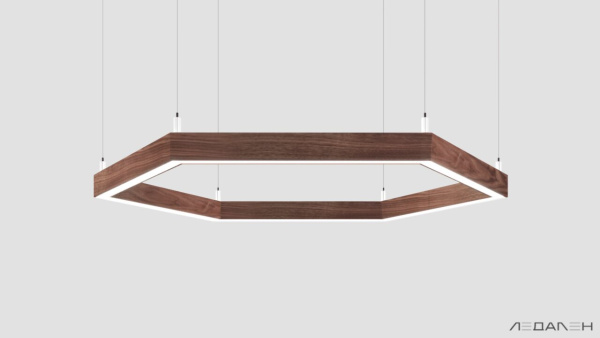 Шестиугольный светильник WOOD HEXAGON 3000K 80W Американский орех, корпус 